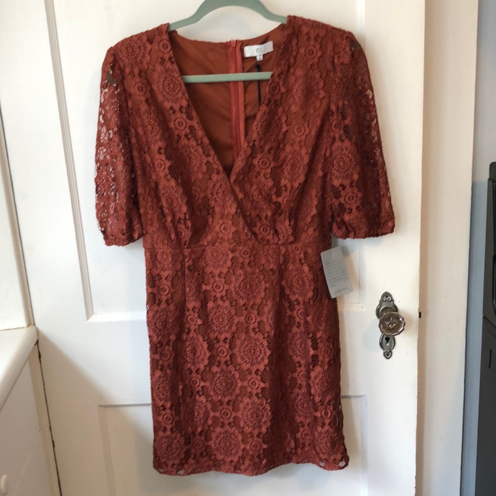 NSR Burnt Orange Lace Dress